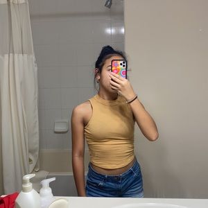 yellow mock neck tank top